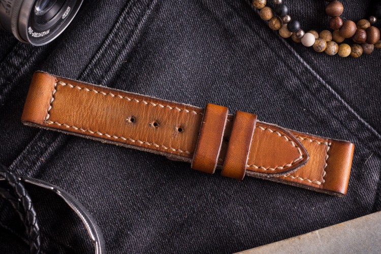 MV002 Antiqued Handmade Vintage Light Brown Leather Strap With